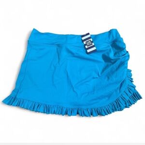 Lime Ricki Blue Ruffle Swim Skirt Bottom XL Modest Swimwear NWT